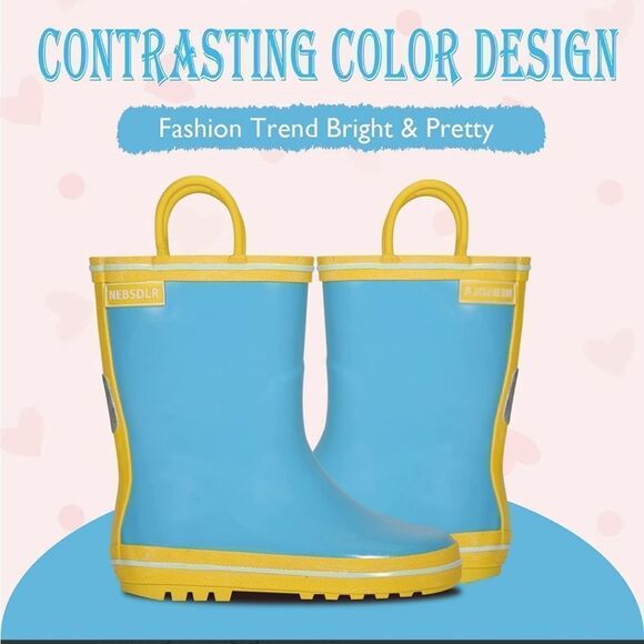 NWT NEBSDLR Kids Rain Boots for Toddlers, Lightweight Waterproof Rainboo… - Picture 3 of 11